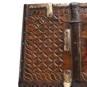 Chip Carved Dowry Hut Box From Rajasthan - 19thC