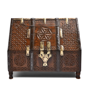 Chip Carved Dowry Hut Box From Rajasthan - 19thC