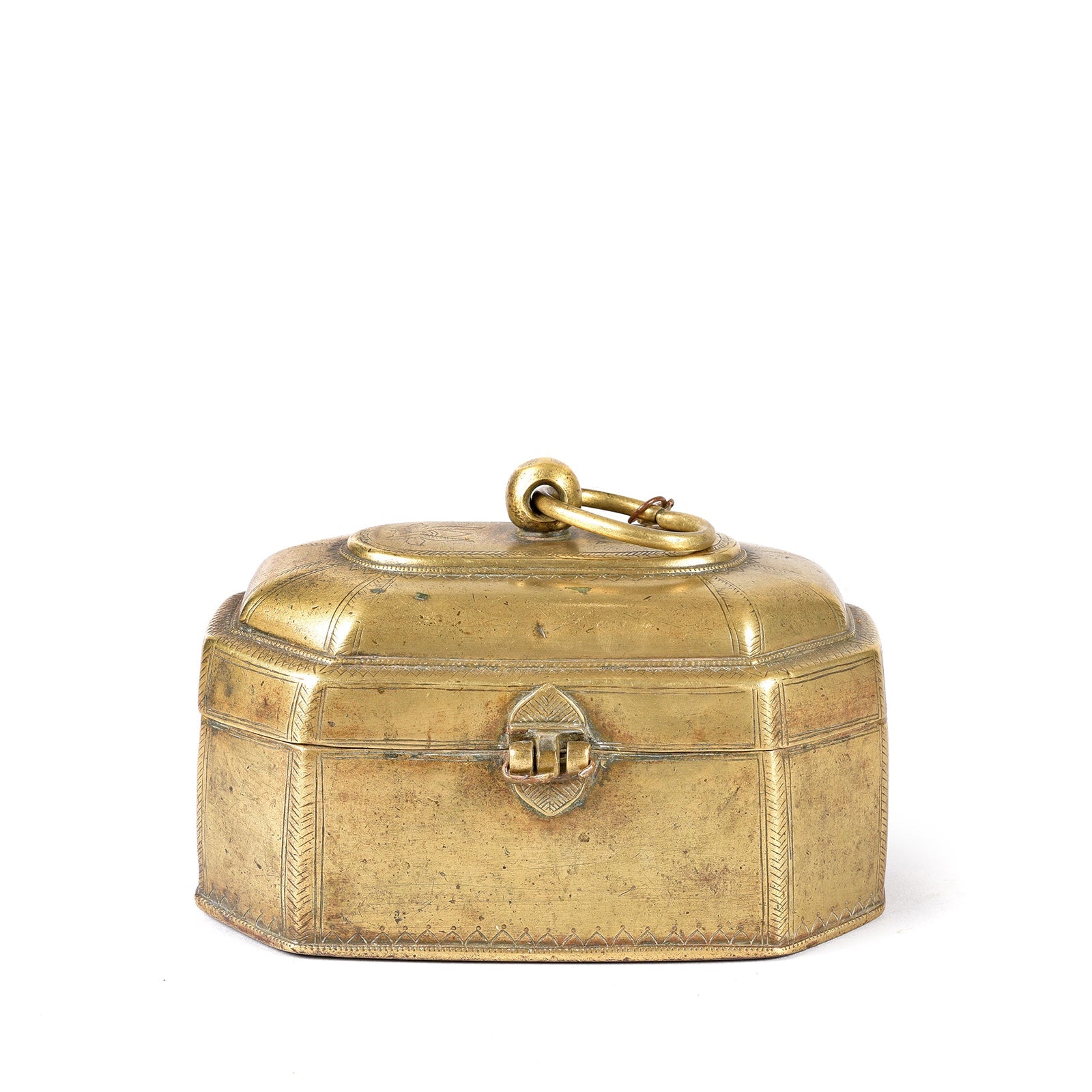 Indian Brass Paan Box From Rajasthan - Early 20thC