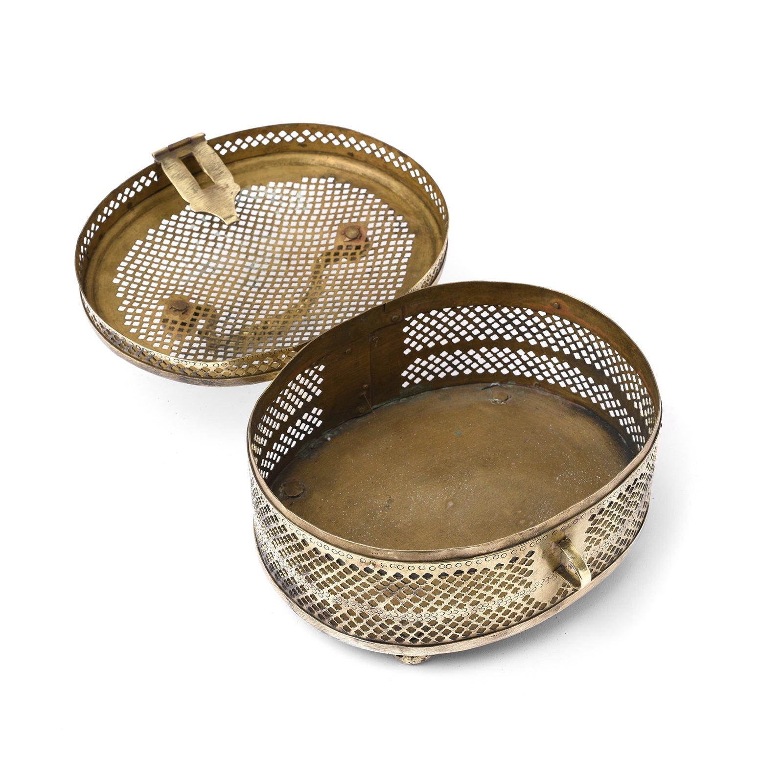 Large Brass Jali Paan Box From India - Early 20thC
