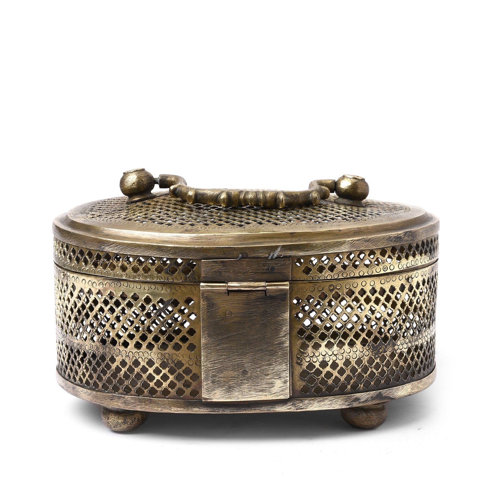Large Brass Jali Paan Box From India - Early 20thC