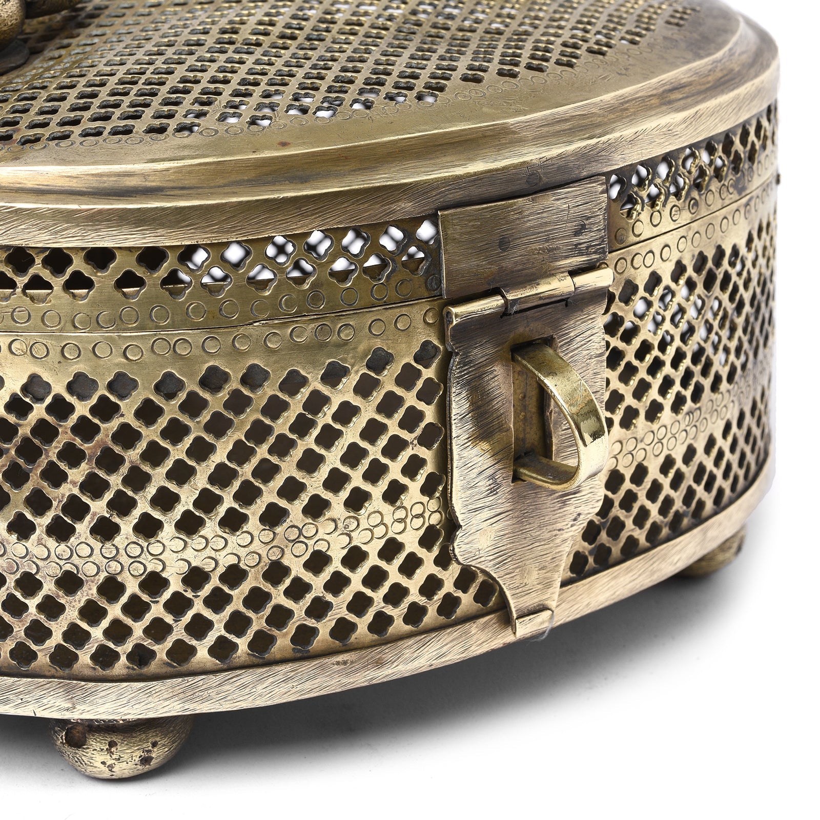 Large Brass Jali Paan Box From India - Early 20thC