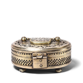Brass Jali Work Paan Box From Rajasthan - Early 20th Century