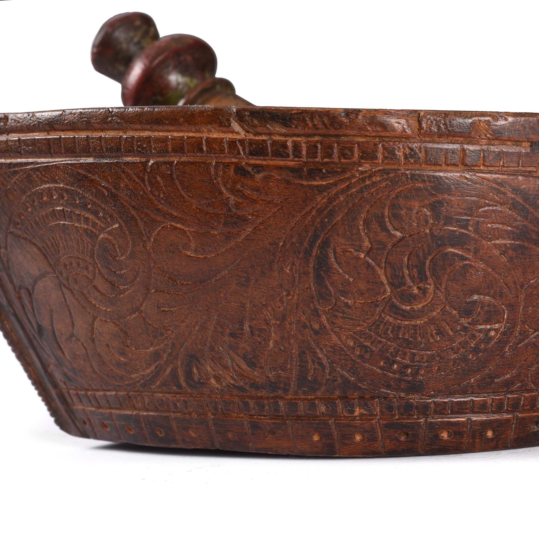 Carved Teak Opium Grinder -19thC