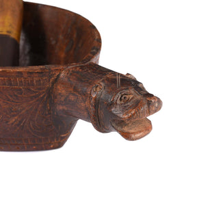 Carved Teak Opium Grinder -19thC