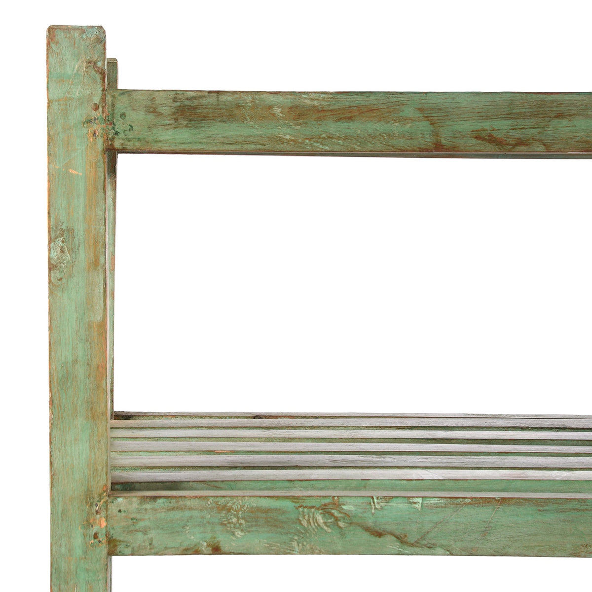 Vintage Painted Green Indian Teak Shelf - Ca 1930