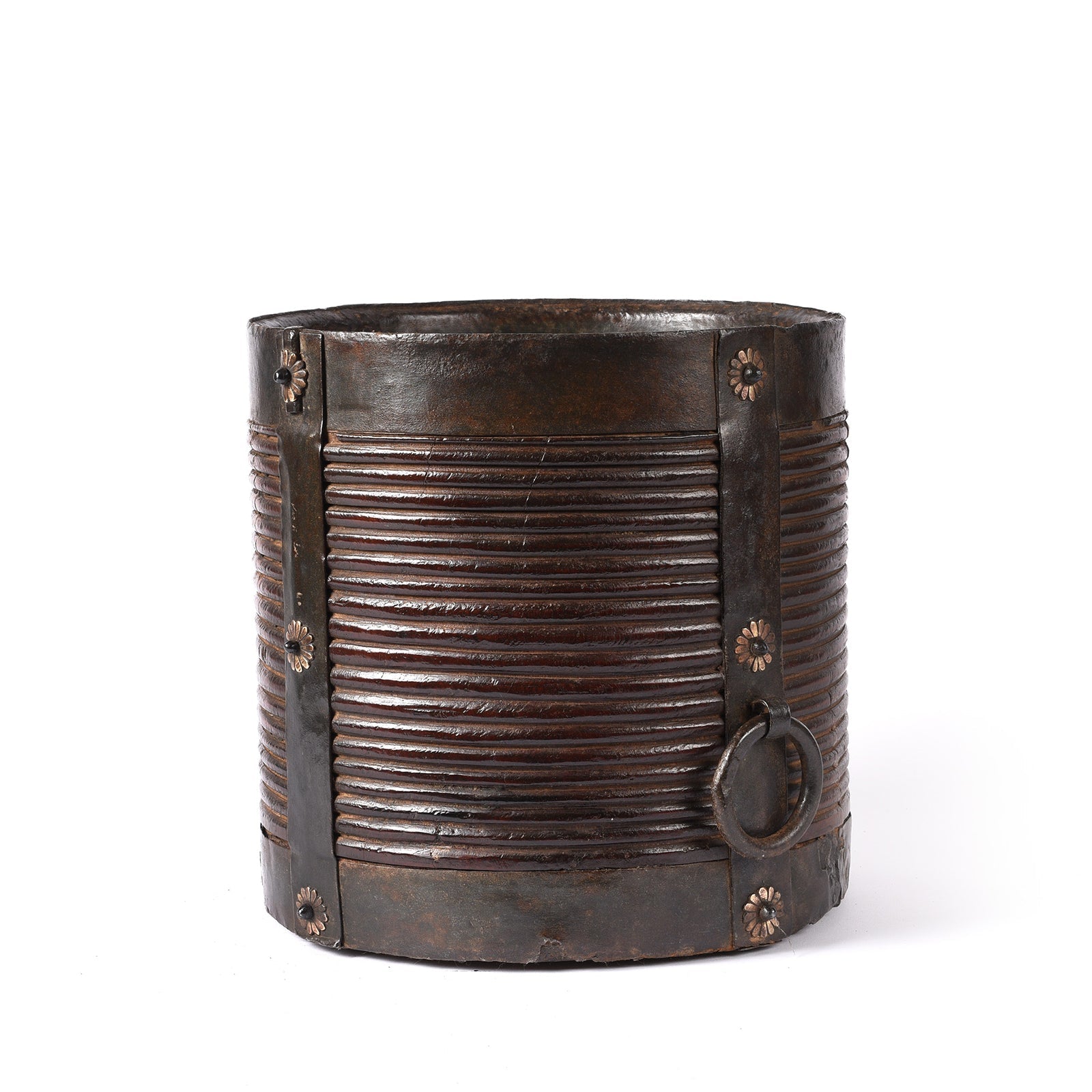 Iron & Jackfruit Wood Grain Measure From South India - 19thC