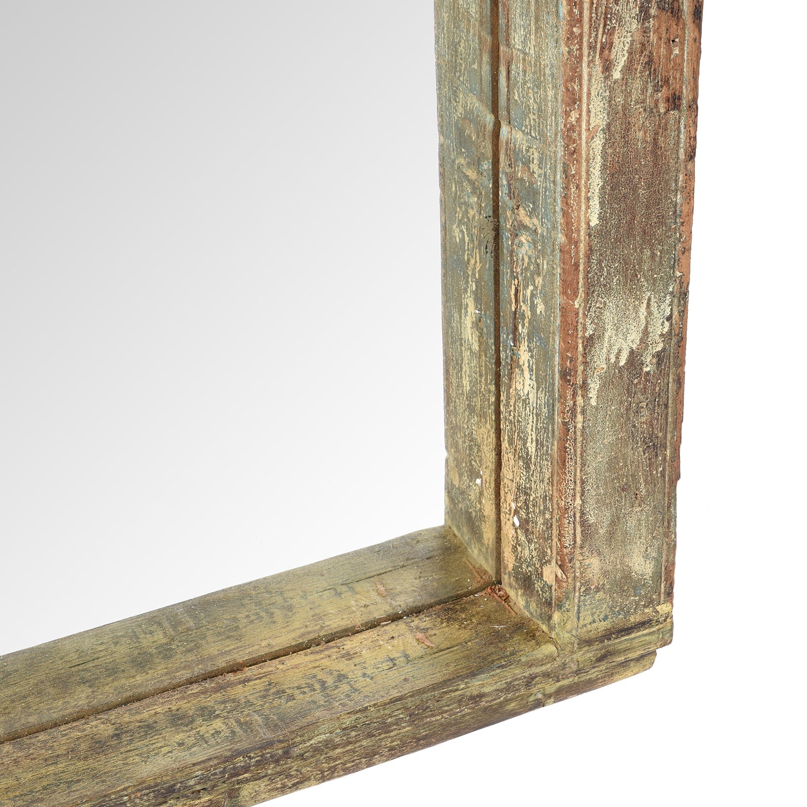 Painted Mirror Made From An Old Teak Window - 19th Century