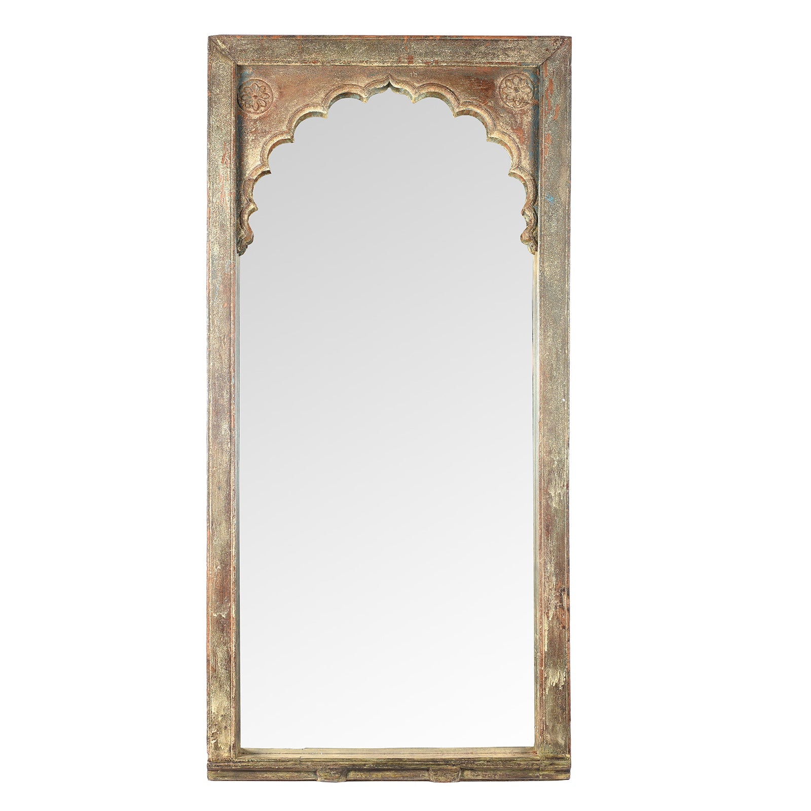 Painted Mirror Made From An Old Teak Window - 19th Century
