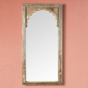 Painted Mirror Made From An Old Teak Window - 19th Century