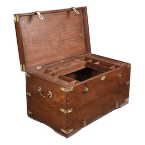Brass Bound Teak Indian Military Chest -19thC