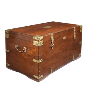 Brass Bound Teak Indian Military Chest -19thC
