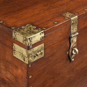 Brass Bound Teak Indian Military Chest -19thC