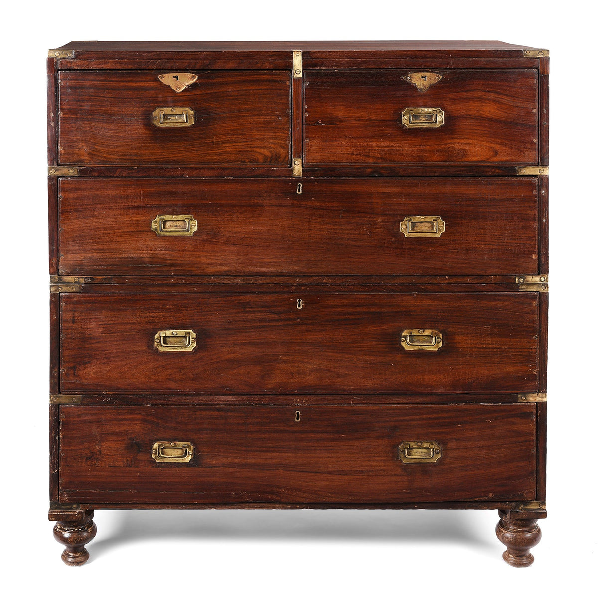Anglo Indian Rosewood Campaign Chest Of Drawers -19thC