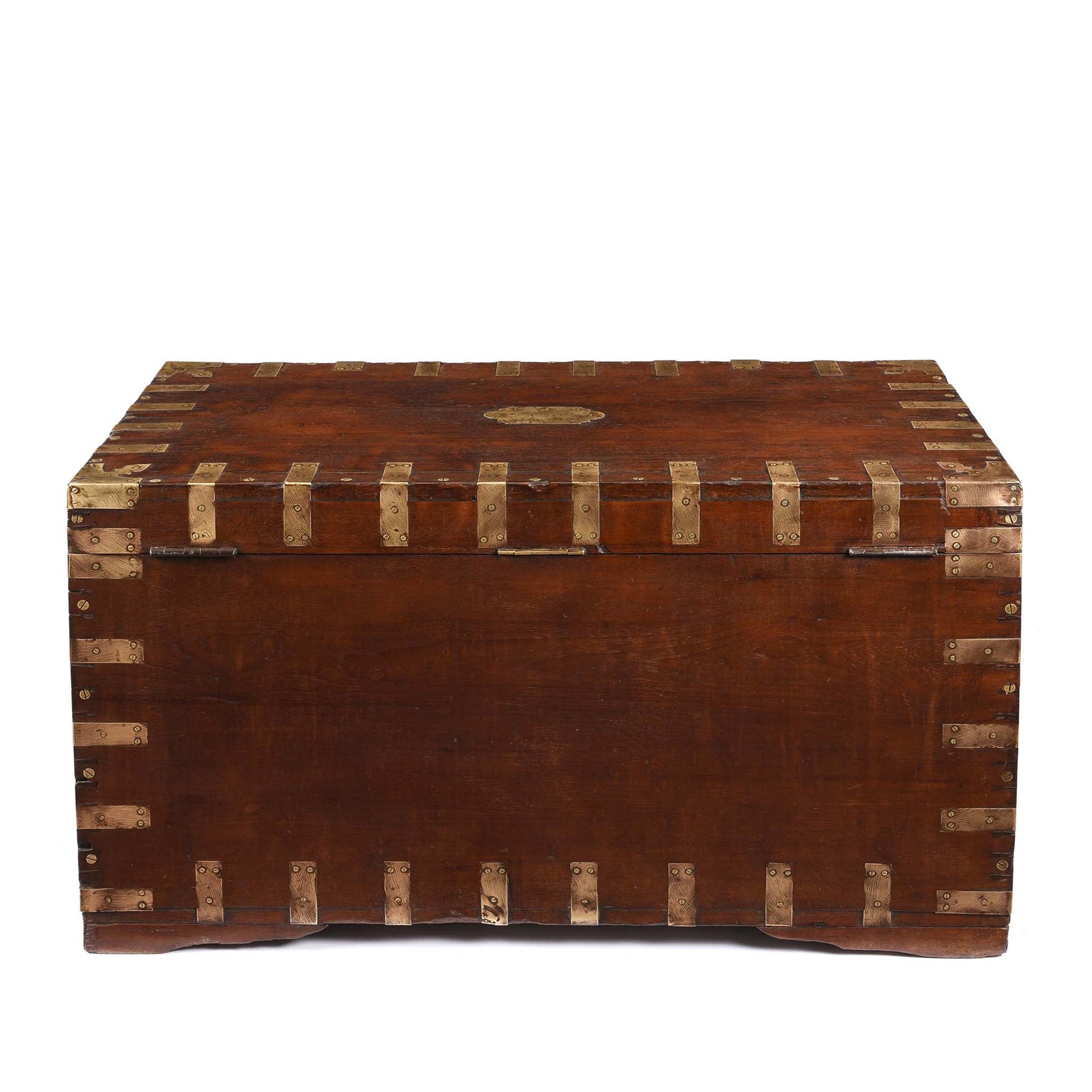 Brass Bound Teak Indian Military Chest  - 19thC