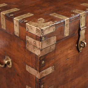 Brass Bound Teak Indian Military Chest  - 19thC