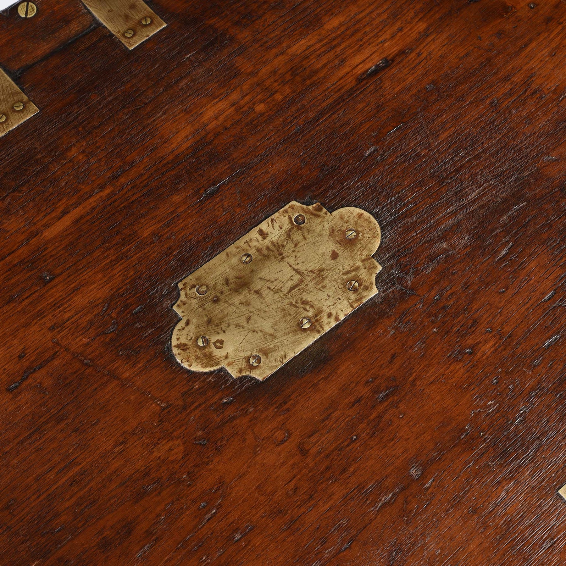 Brass Bound Teak Indian Military Chest  - 19thC
