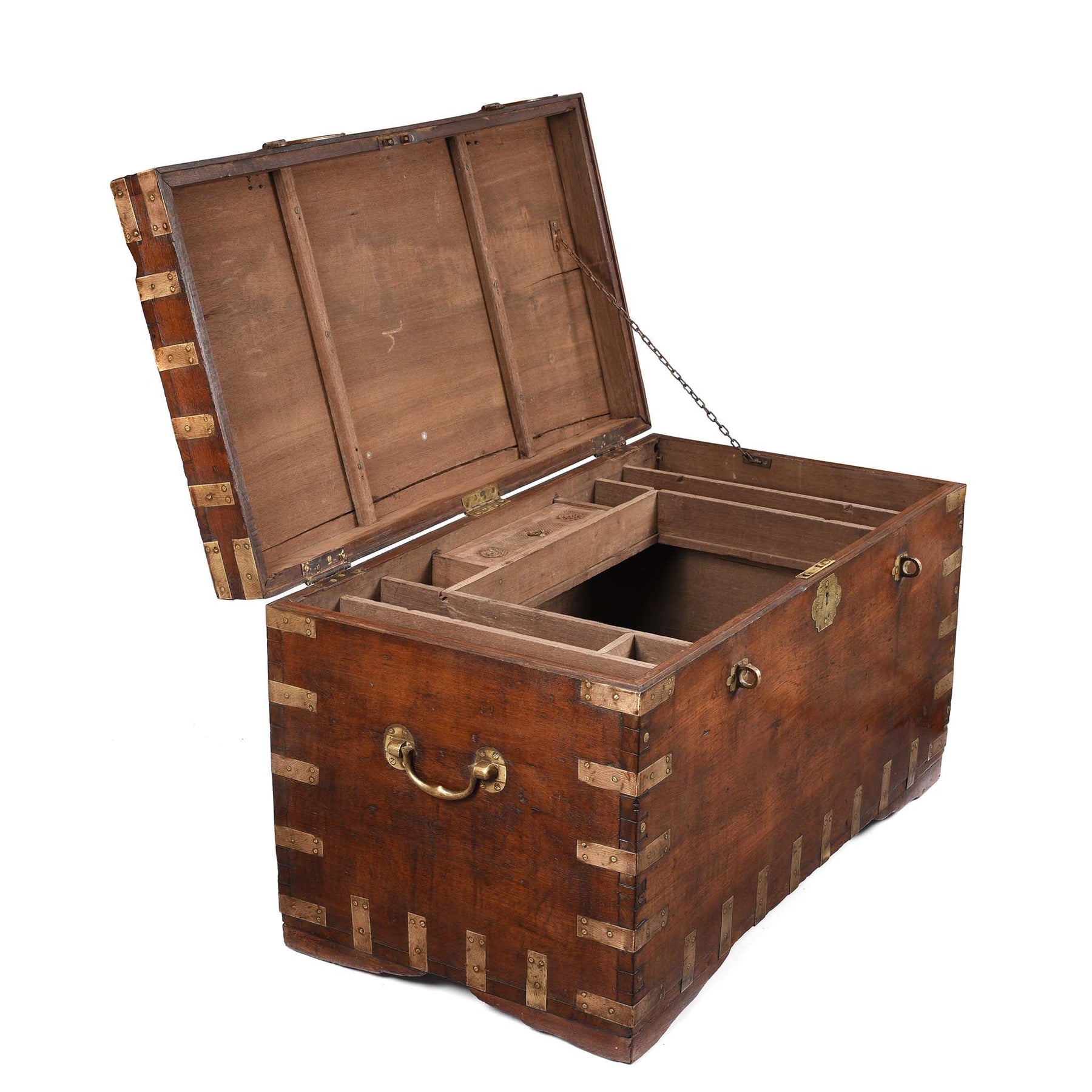 Brass Bound Teak Indian Military Chest  - 19thC