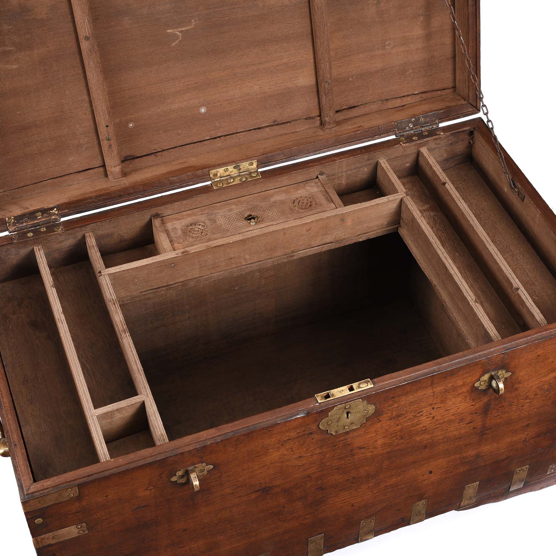 Brass Bound Teak Indian Military Chest  - 19thC