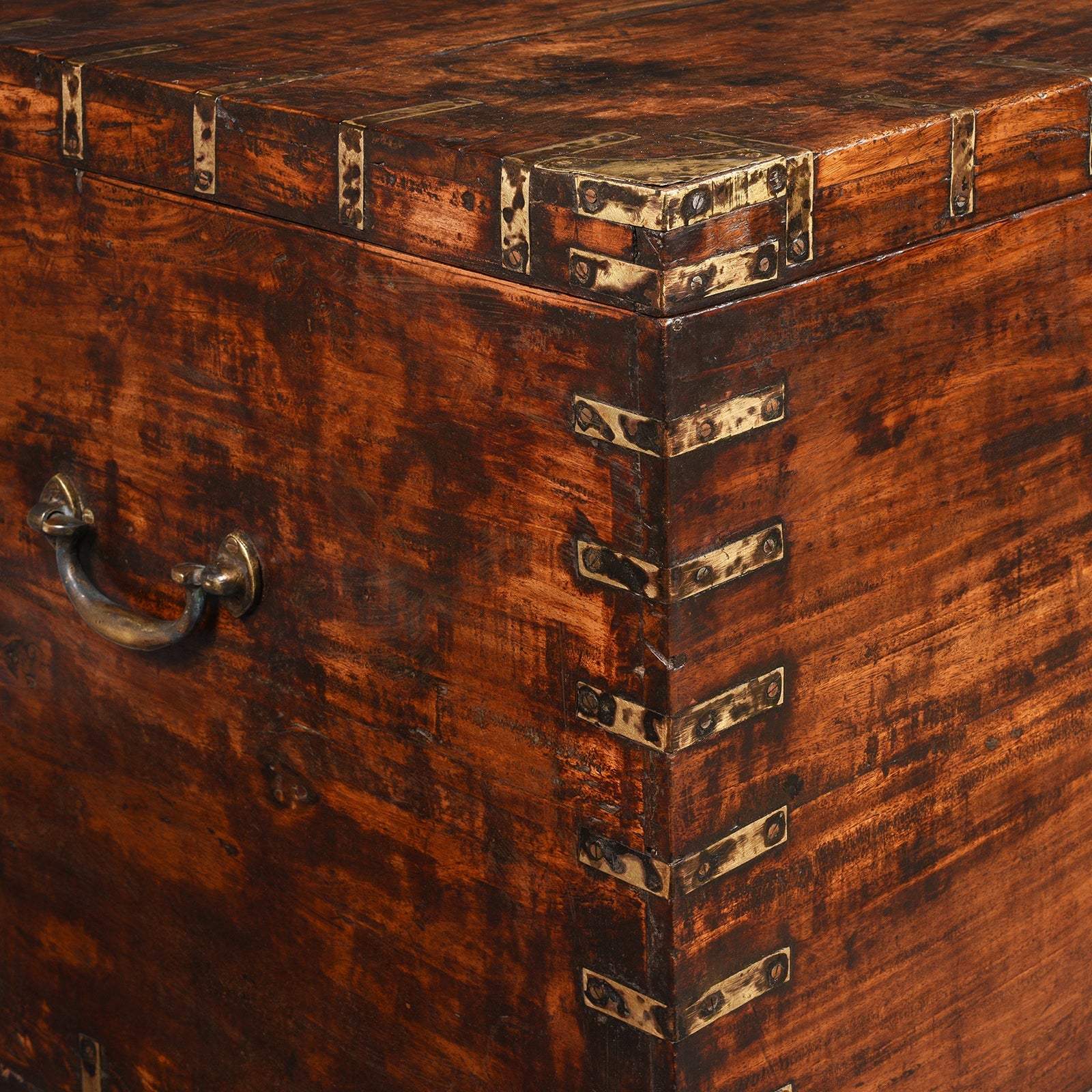 Brass Bound Sheesham Military Chest From India - 19thC