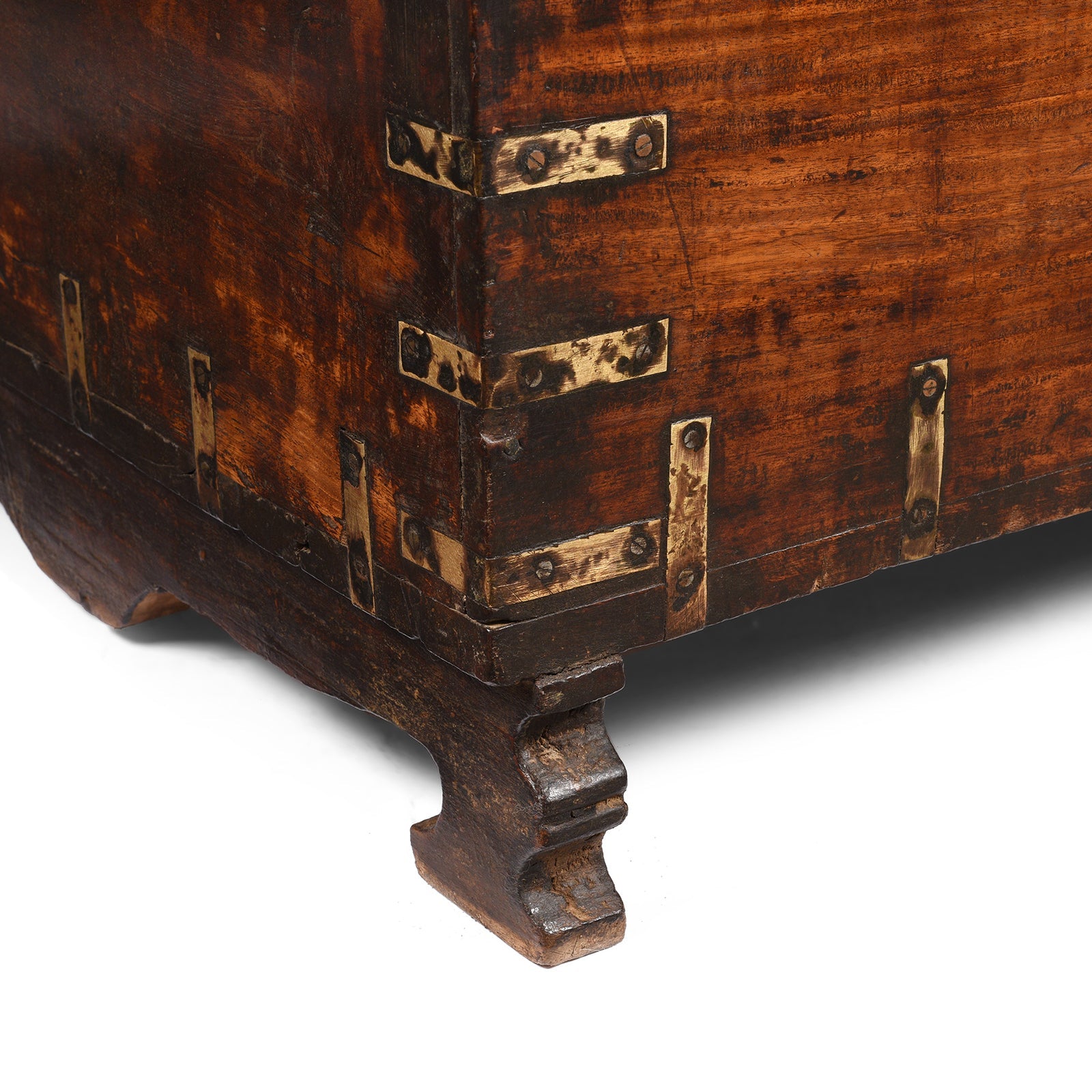 Brass Bound Sheesham Military Chest From India - 19thC