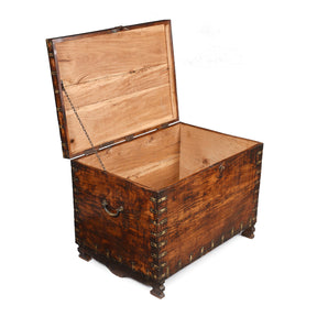 Brass Bound Sheesham Military Chest From India - 19thC
