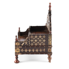 Brass & Rosewood Singhasan From Rann of Kutch  - 19th Century