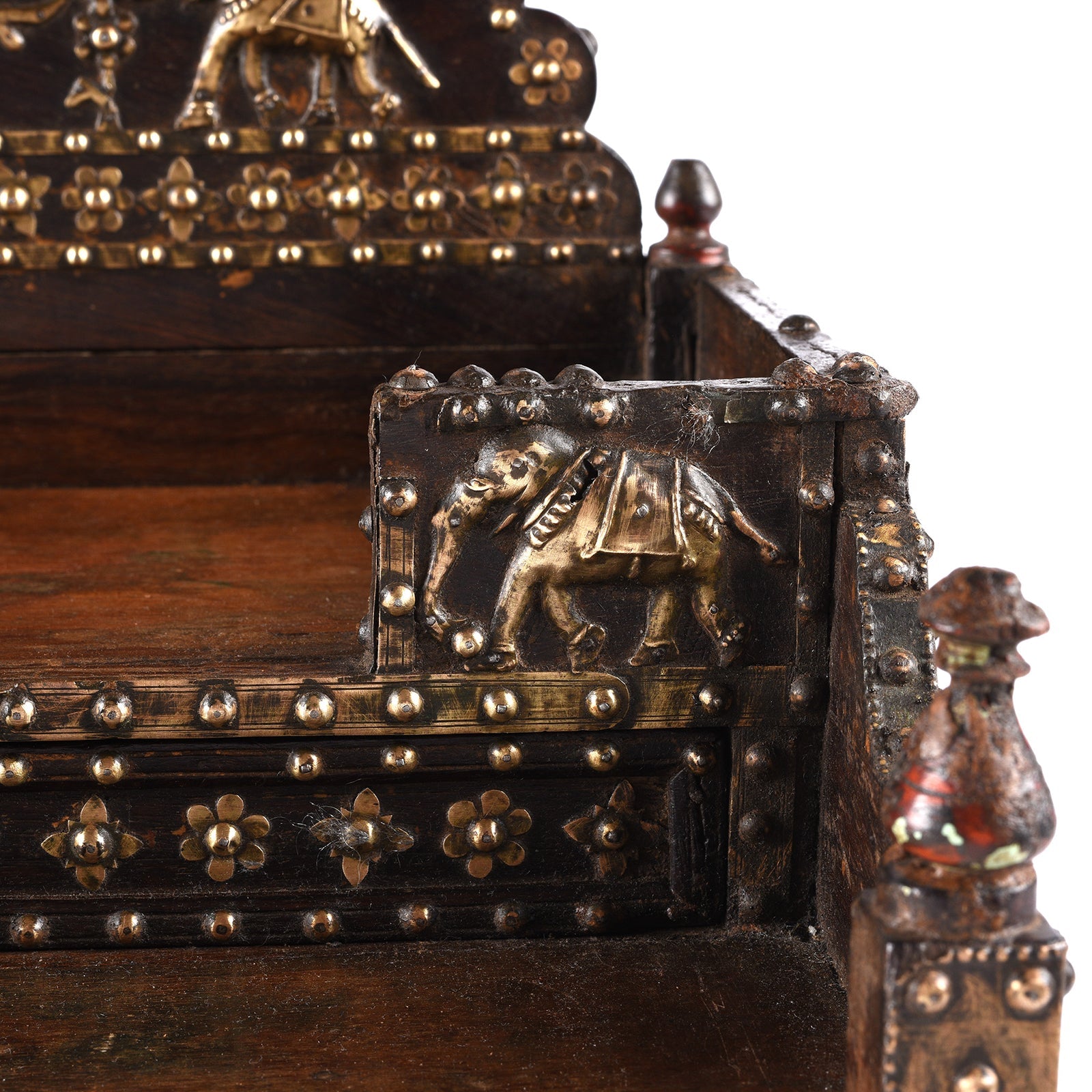 Brass & Rosewood Singhasan From Rann of Kutch  - 19th Century