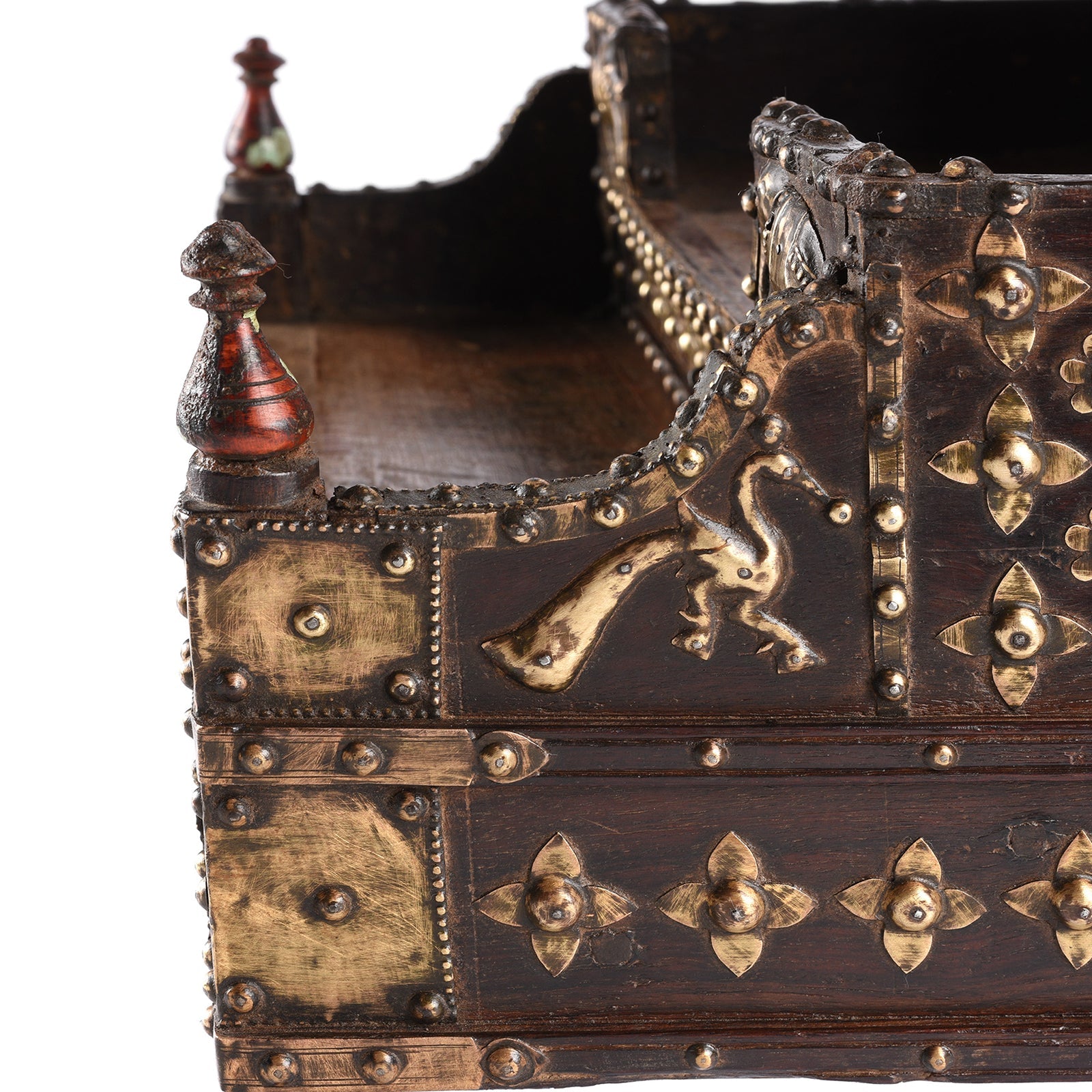 Brass & Rosewood Singhasan From Rann of Kutch  - 19th Century