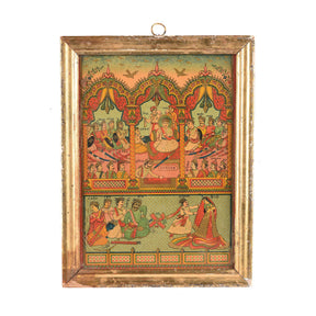 Framed Chromolithograph Advertising Label Of The Mahabharata - Ca 1920