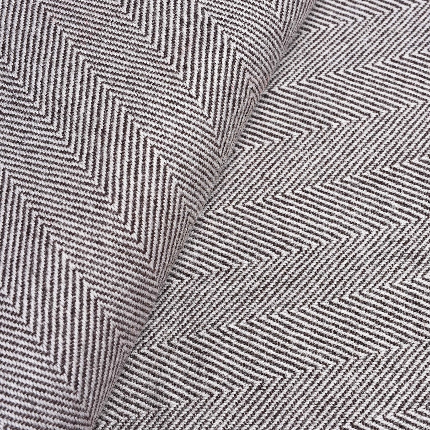 Wool Throw from Kashmir - Herringbone Charcoal