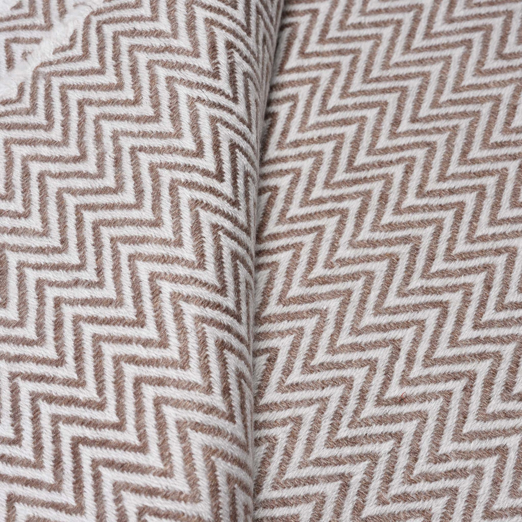 Wool Throw from Kashmir -Zig Zag Taupe