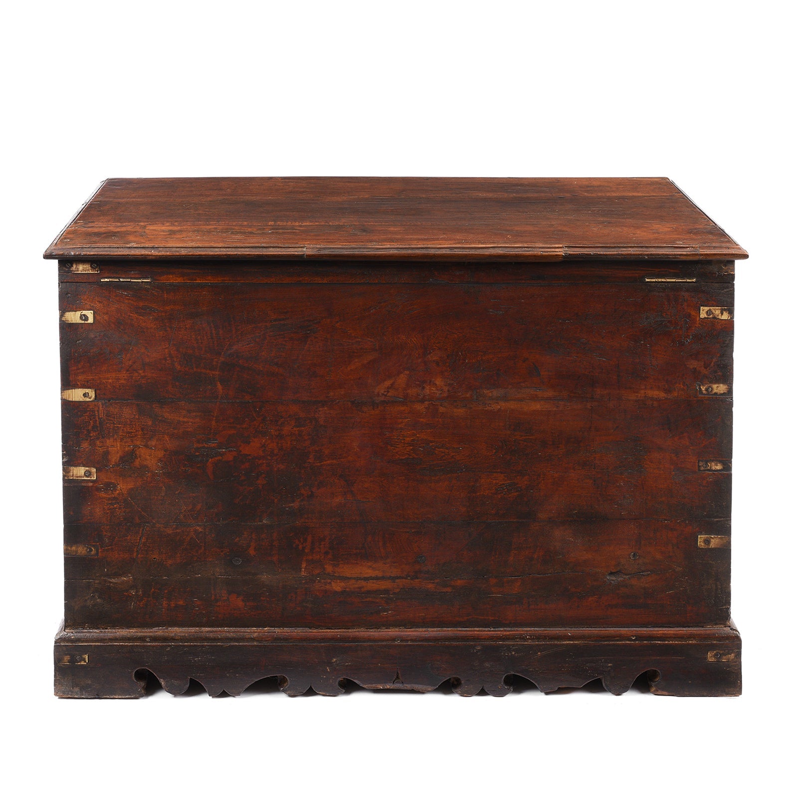 Brass Bound Indian Chest With Secret Compartment - 19th Century