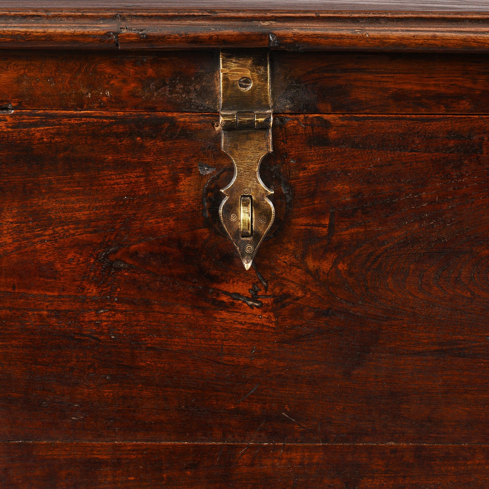Brass Bound Indian Chest With Secret Compartment - 19th Century