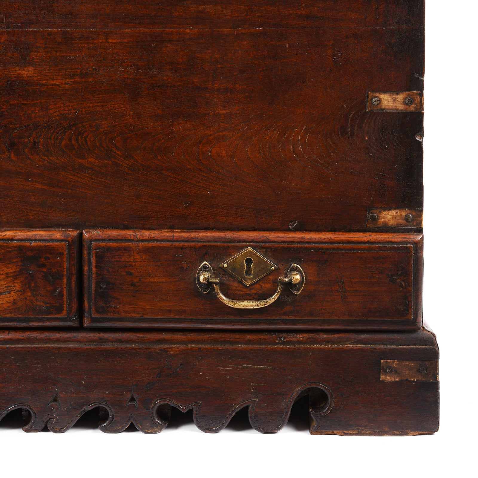 Brass Bound Indian Chest With Secret Compartment - 19th Century