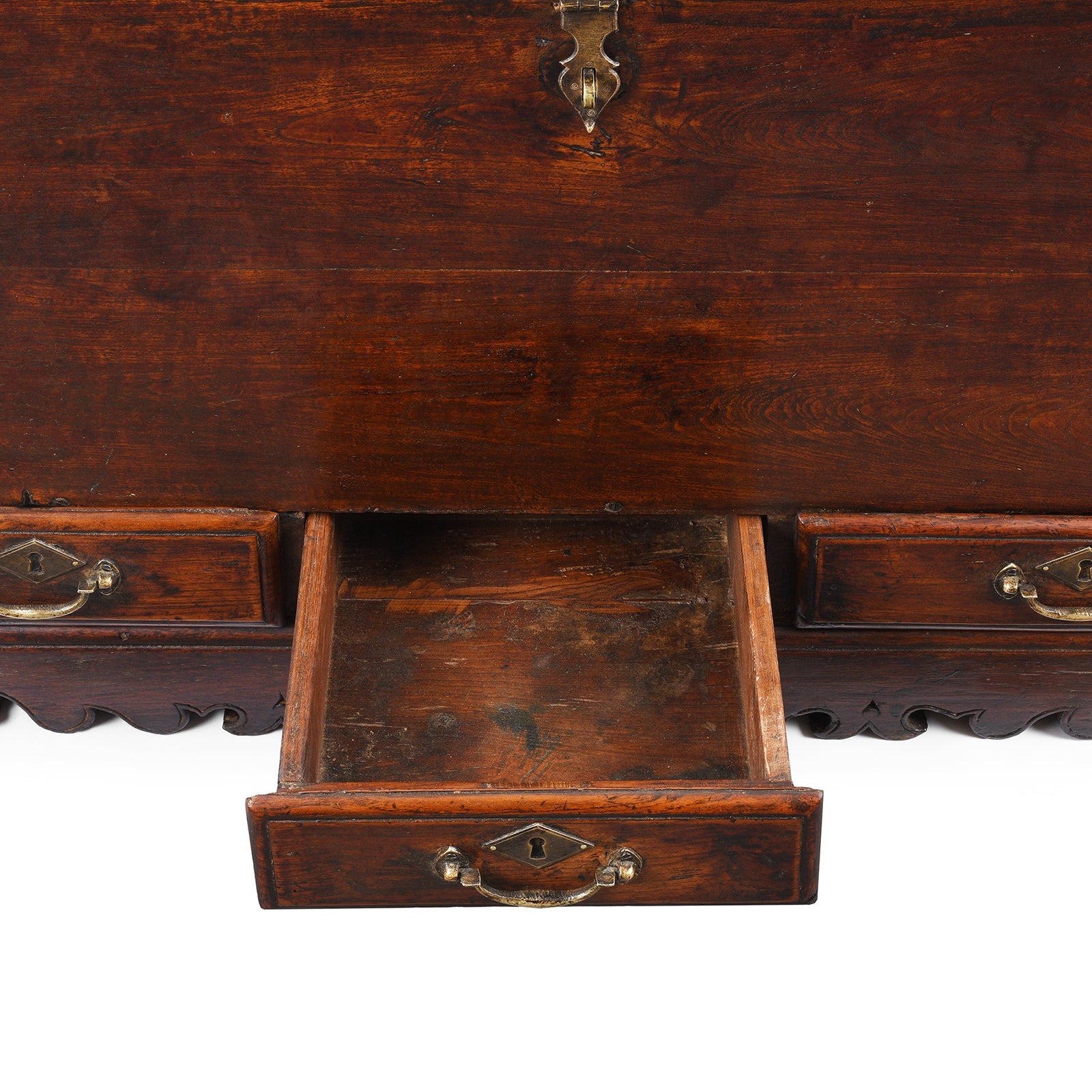 Brass Bound Indian Chest With Secret Compartment - 19th Century