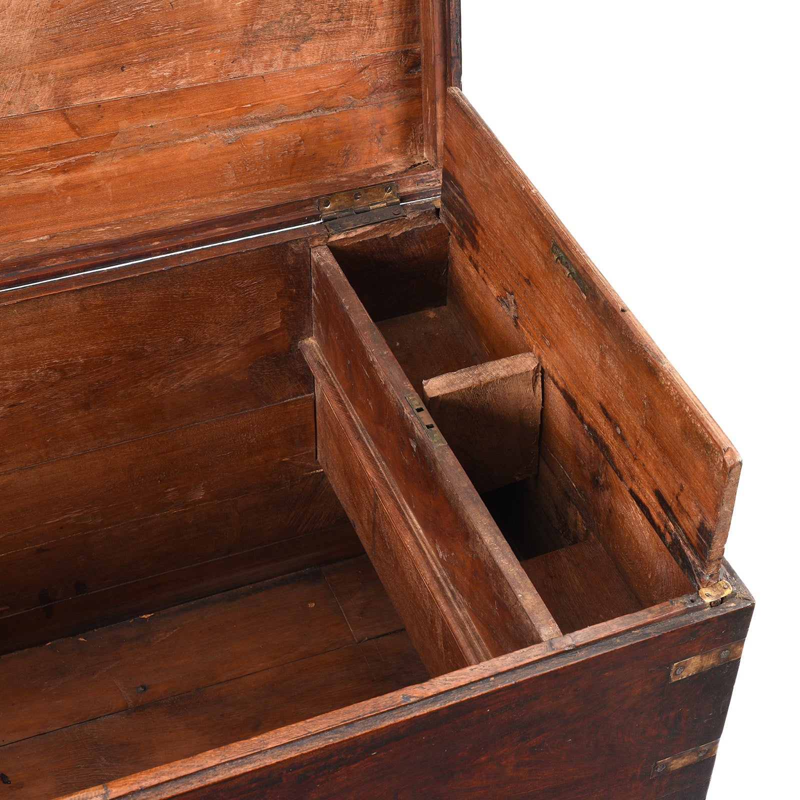Brass Bound Indian Chest With Secret Compartment - 19th Century