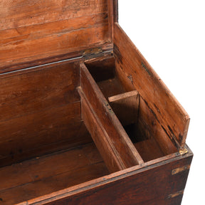Brass Bound Indian Chest With Secret Compartment - 19th Century