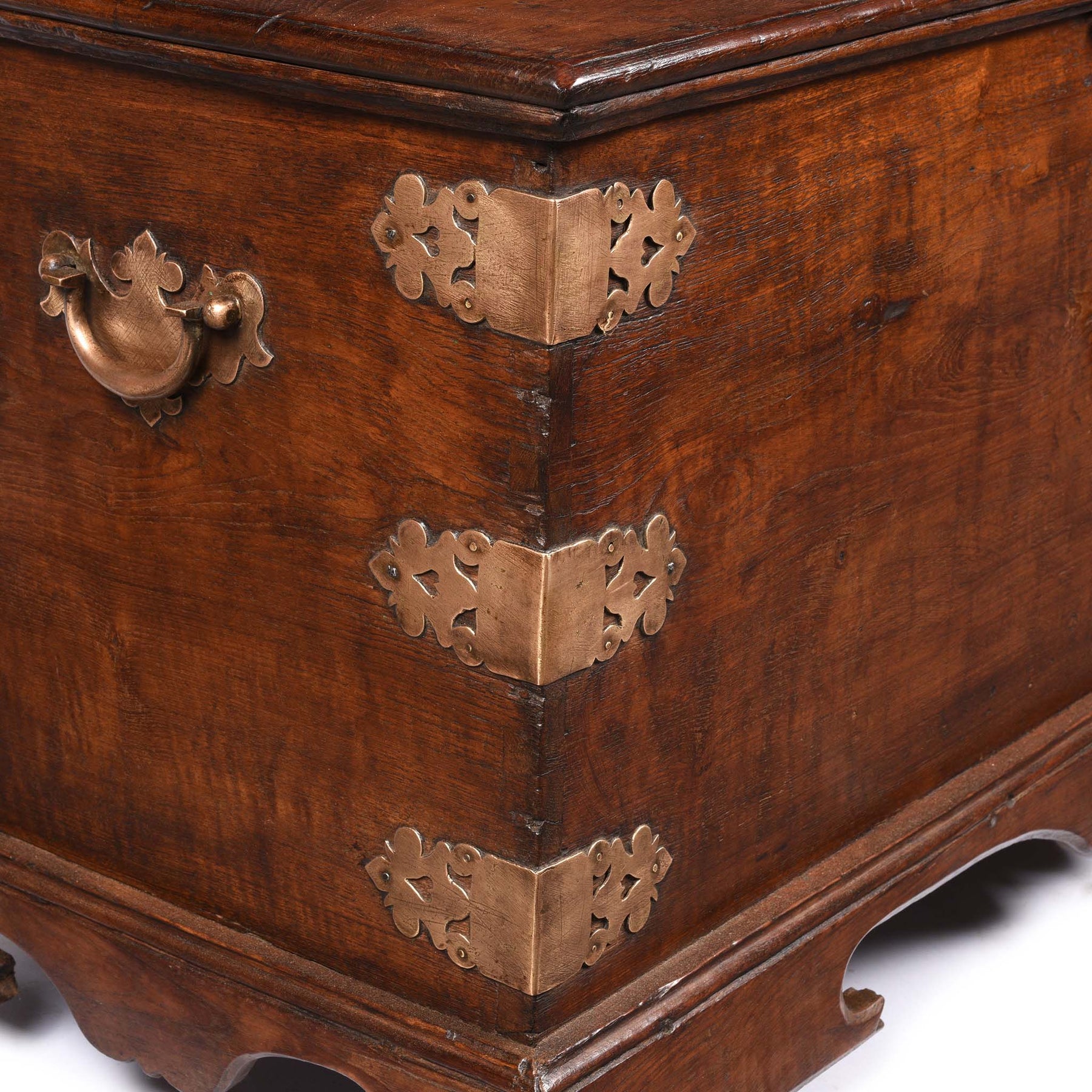Brass Bound Teak Chest From South India - 19th Century