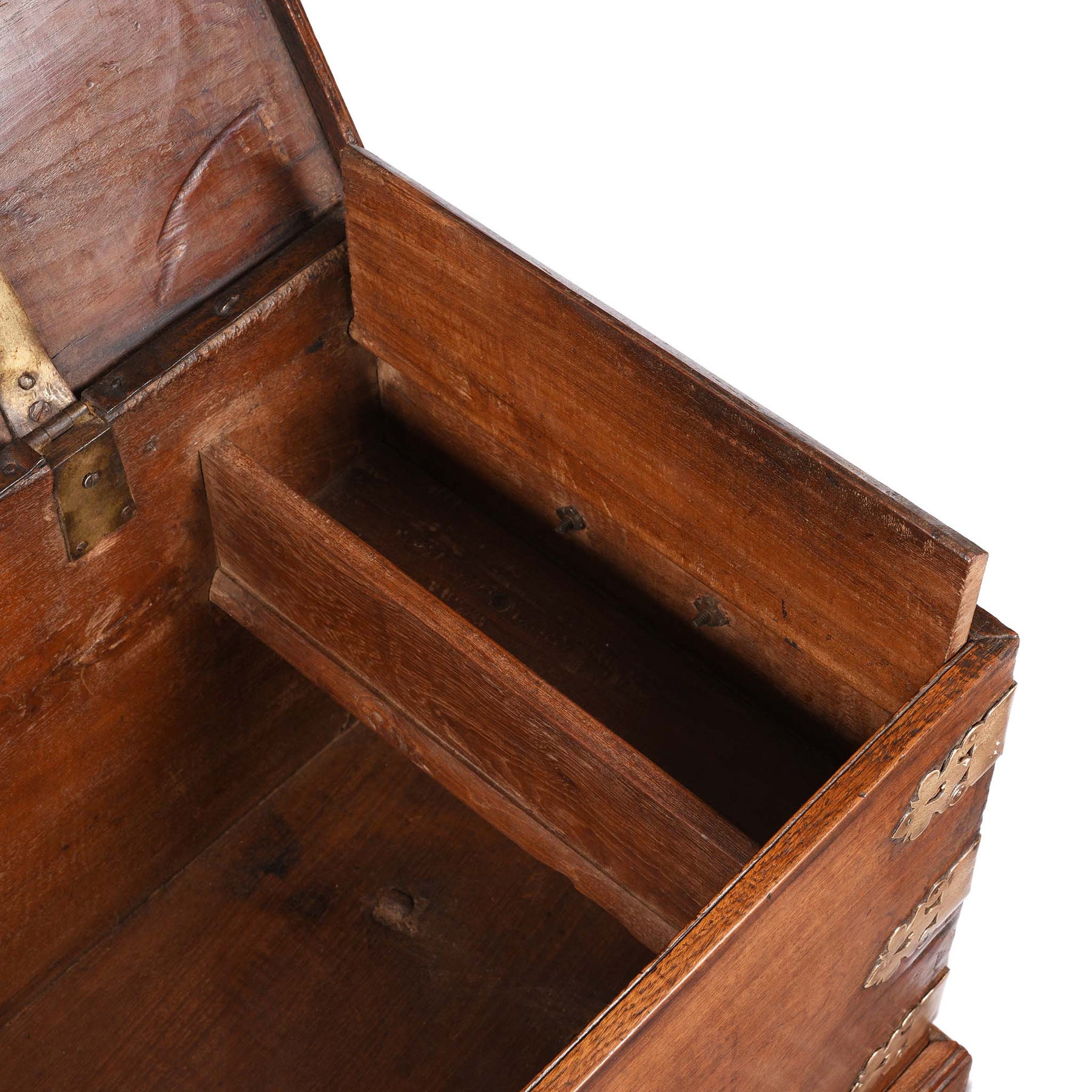 Brass Bound Teak Chest From South India - 19th Century