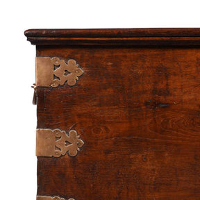 Brass Bound Teak Chest From South India - 19th Century