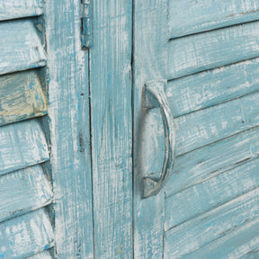 3 Door Louvre Sideboard - Blue Painted Reclaimed Teak