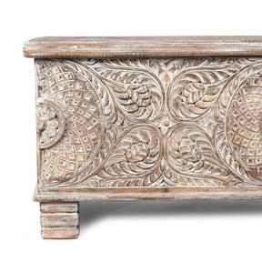 Carved Blanket Chest Made From Old Teak Wood