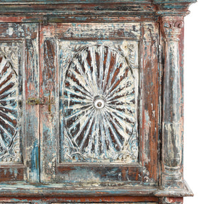 Painted Almirah Indian Cabinet From Diu - 19th Century