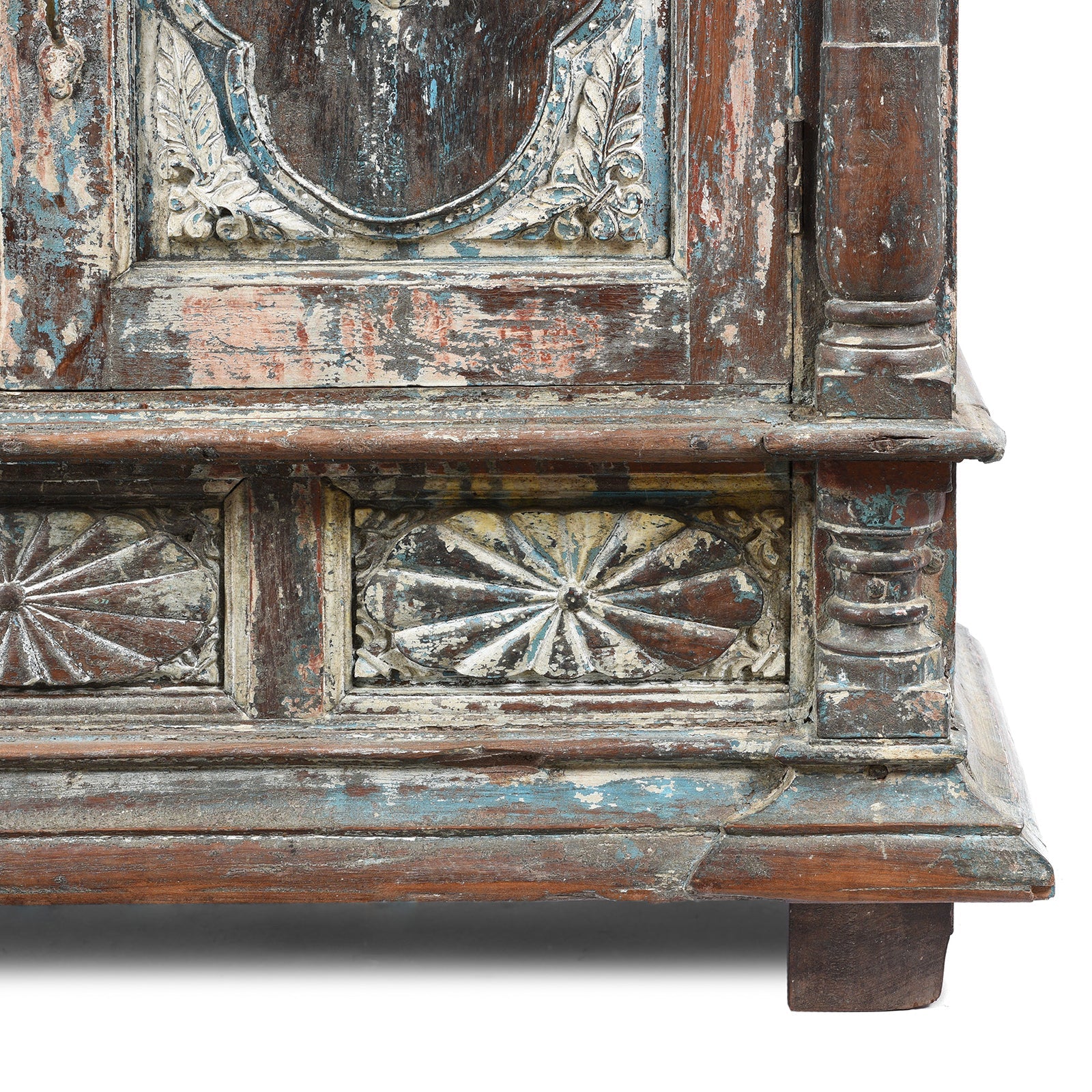 Painted Almirah Indian Cabinet From Diu - 19th Century