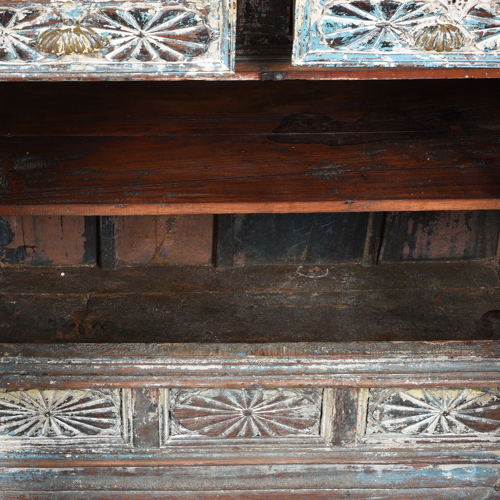 Painted Almirah Indian Cabinet From Diu - 19th Century