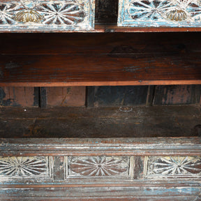 Painted Almirah Indian Cabinet From Diu - 19th Century