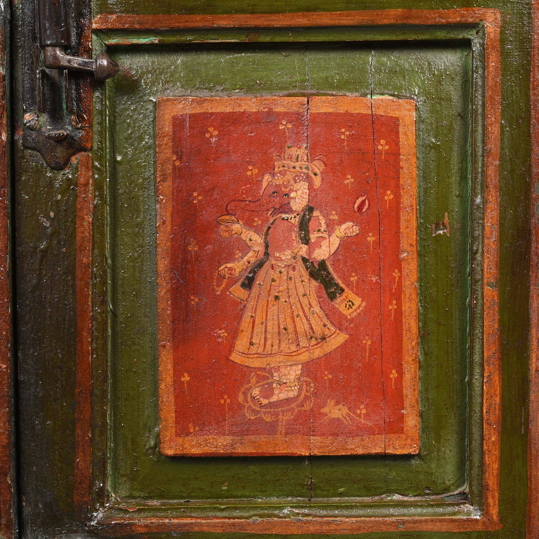 Painted Indian Cabinet From Bikaner - 19thC