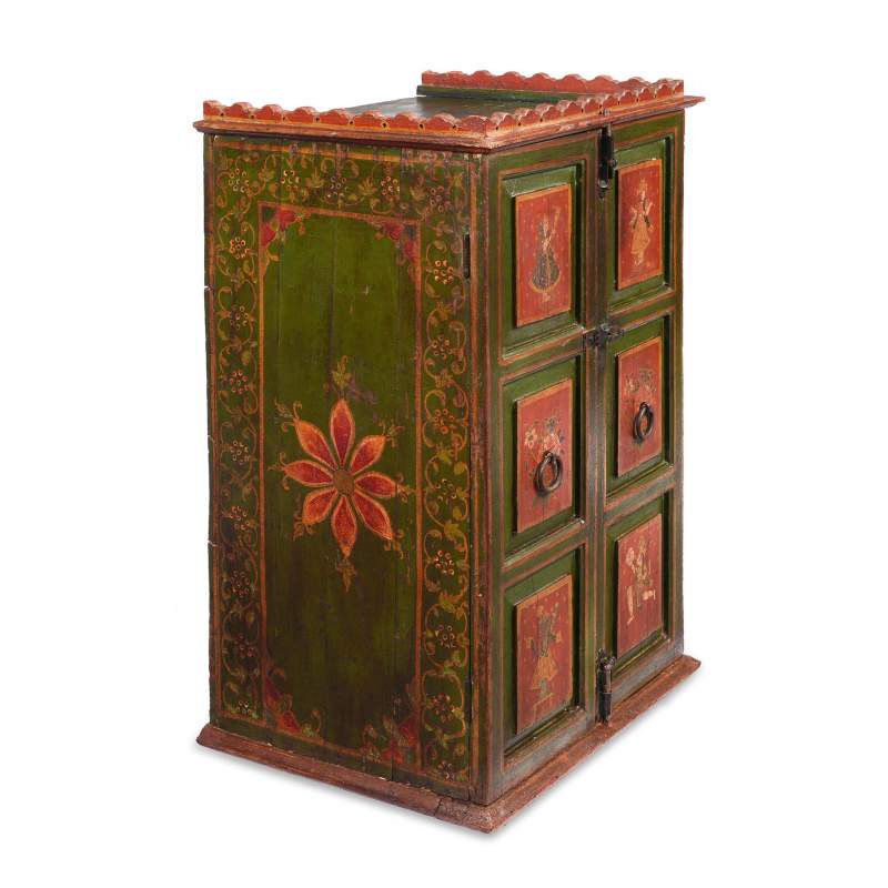 Painted Indian Cabinet From Bikaner - 19thC