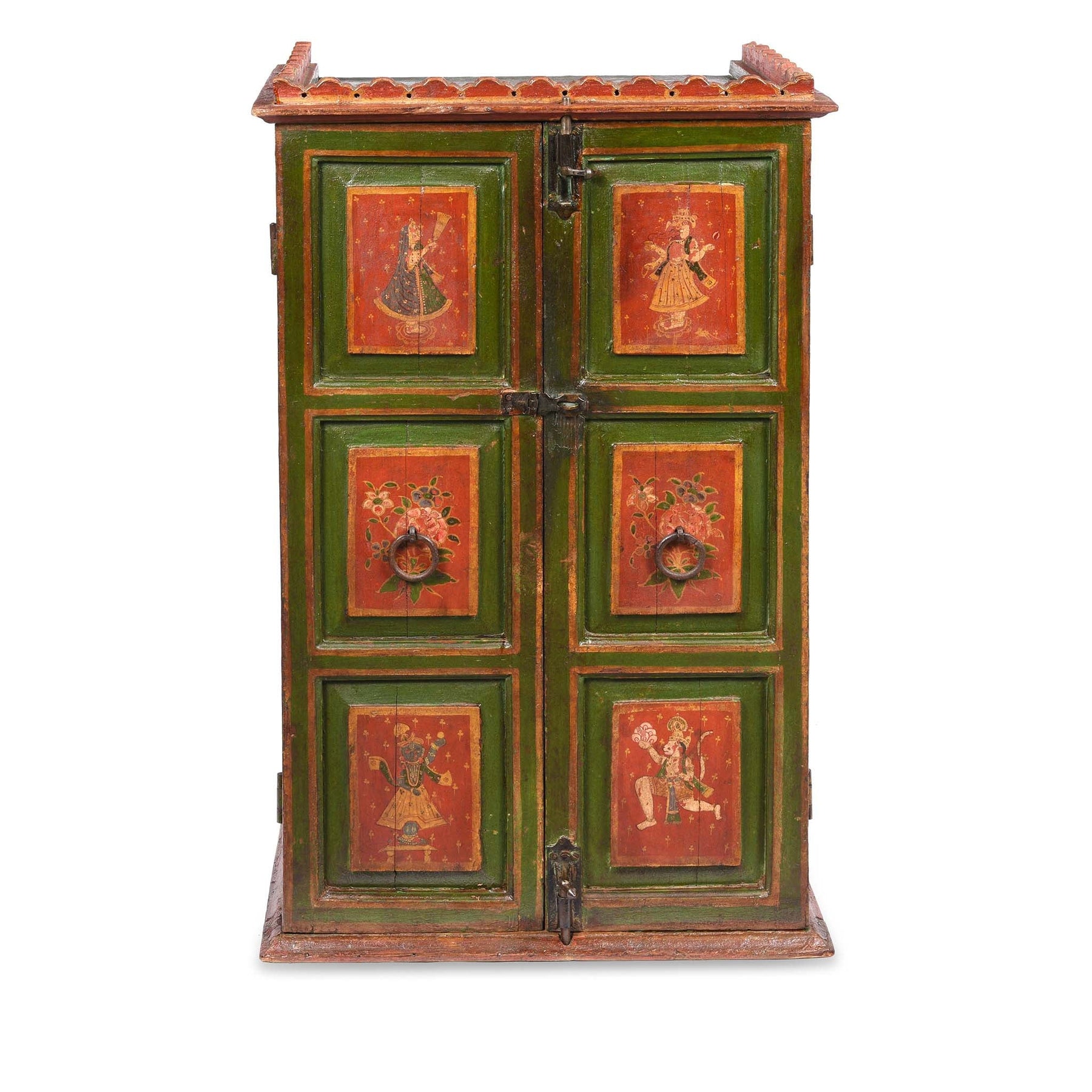Painted Indian Cabinet From Bikaner - 19thC